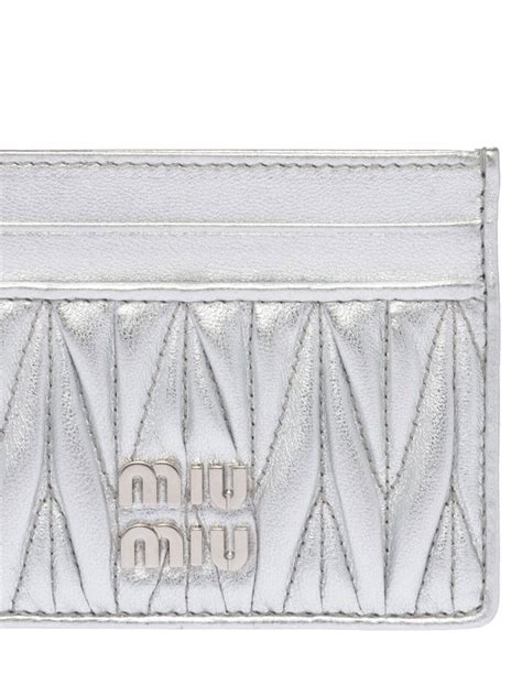 miu miu card holder silver|Silver Matelassé Nappa Leather Card Holder .